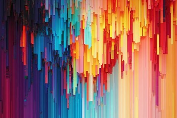 Abstract Geometric Gradient Art with Vertical Lines in Vibrant Blue Red Yellow Shades on Neutral Background