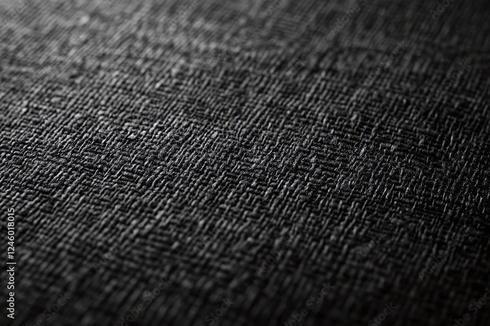 Poster closeup textured black fabric surface with intricate pattern in soft lighting minimal design