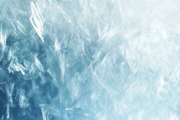 Obraz premium Closeup of Frosty Ice Texture with Crystal Shapes and Cold Blue Winter Hues on Frozen Surface