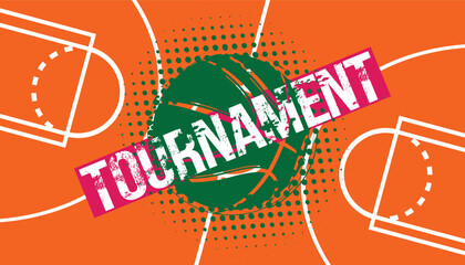 Basketball tournament pop art design- vector illustration.