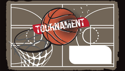 Basketball tournament pop art design- vector illustration.