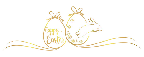 easter egg and bunny line art style vector 2