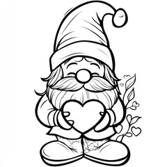 Obraz premium Adorable Gnome Holding a Heart Valentine Love