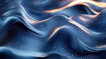 Obraz premium Elegant Blue Waves with Sparkling Highlights in Smooth Fabric Texture