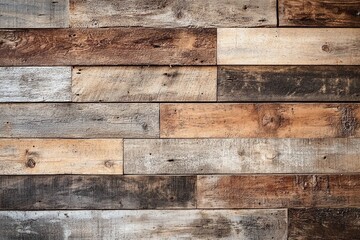 Naklejka premium Rustic Wooden Plank Wall Texture with Various Shades of Brown and Natural Grain Details