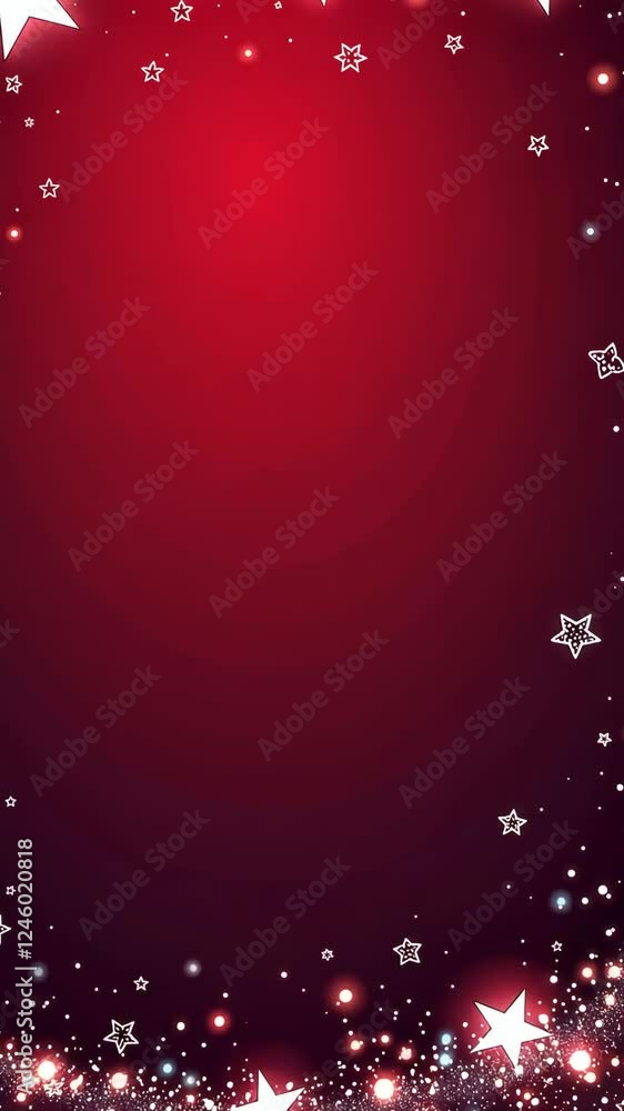 Aufkleber A red background with a frame of stars. The stars are scattered throughout the frame