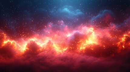 Obraz premium Fiery cosmic cloudscape, night sky, digital art, background