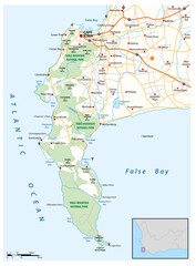 Obraz premium vector road map of Cape Peninsula, Cape Town, South Africa