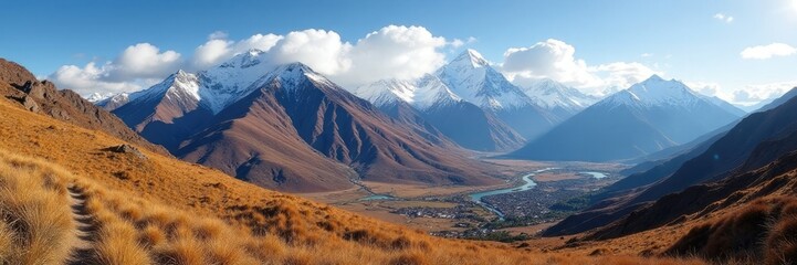 paisaje de Cusco con el Ausangate en la distancia, andean mountain range, cusco, usngate
