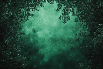 Fototapeta premium Dense Green Forest Canopy With Textured Foggy Background Representing Nature and Tranquility