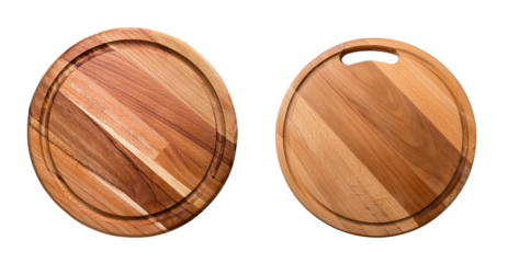 Two wooden cutting boards with unique designs, perfect for culinary activities.