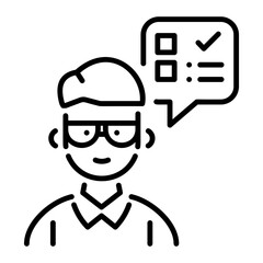 A line style icon of an intelligent student 