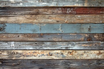 Naklejka premium Rustic Weathered Wooden Plank Wall with Aged Texture in Earthy Tones for Design or Background Use