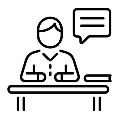 Studying student icon in linear style 
