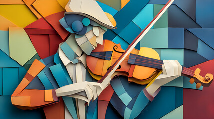 Fototapeta premium abstract representation of a dancer in motion using sharp, geometric forms 