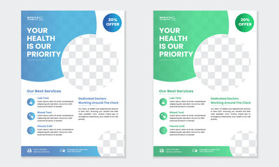 modern A4 Corporate simple healthcare and medical flyer or poster or brochure design template 