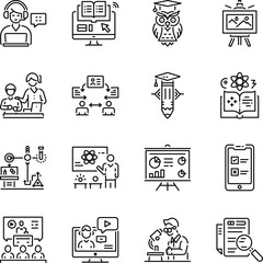 Set of Linear Style Learning Icons 