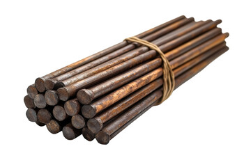 Bundle of Metal Rebar Rods Isolated on Transparent Background