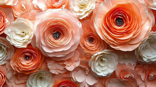 Delicate pink ranunculus blooming against soft pastel background, creating elegant floral composition with gentle, romantic mood video 4K