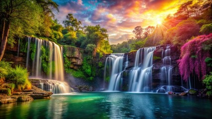 Obraz premium Surreal Khlong Chao Falls, Koh Kood: Thailand's island paradise dreamscape awaits.