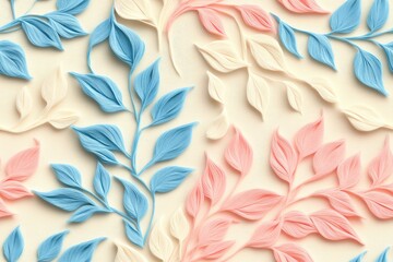 Pastel Paper Leaves Create a Floral Pattern Design