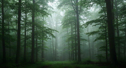 Fototapeta premium fog in forest nature 1