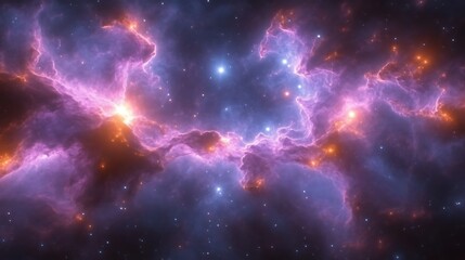 Obraz premium Cosmic Nebula Swirls Of Purple And Orange Hues