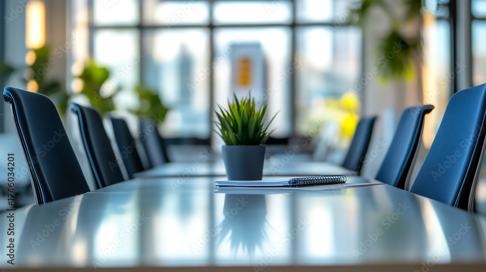 Poster blurred empty open space office. light bokeh at office interior background for design.
