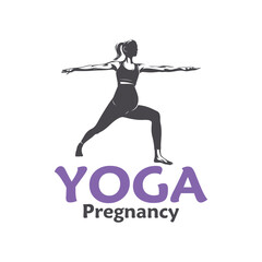 Vector illustration of a pregnant woman doing yoga pose with minimalist and modern design. This image is suitable for use in promotional materials for prenatal yoga classes, maternal health, and etc.