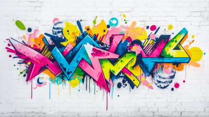 abstract graffiti-style pattern on the white wall