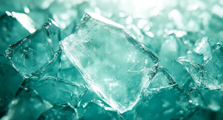 Obraz premium Cool blue ice cubes texture refreshing frozen background. Icy block crystal detail cold drink summer abstract transparent clear surface.