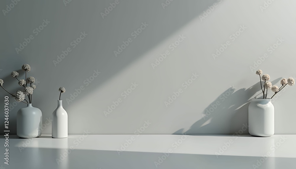 Poster modern gray background designed for product display with soft lighting, realistic shadows, and a cle