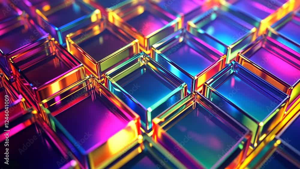 Poster dynamic flow of vibrant abstract colors across geometric patterns