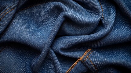 Naklejka premium Draped Denim Fabric Showing Texture and Seams