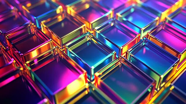 Dynamic flow of vibrant abstract colors across geometric patterns