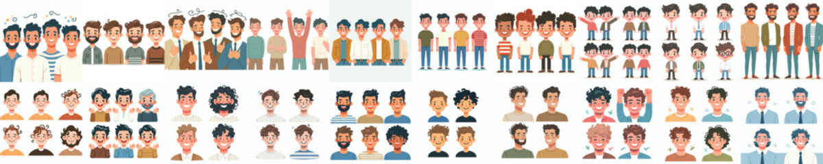 young male avatar vector set
