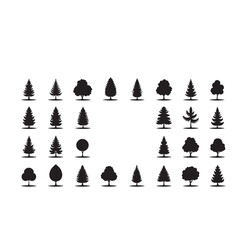 set of trees bundle shilahoutte vector on white background 