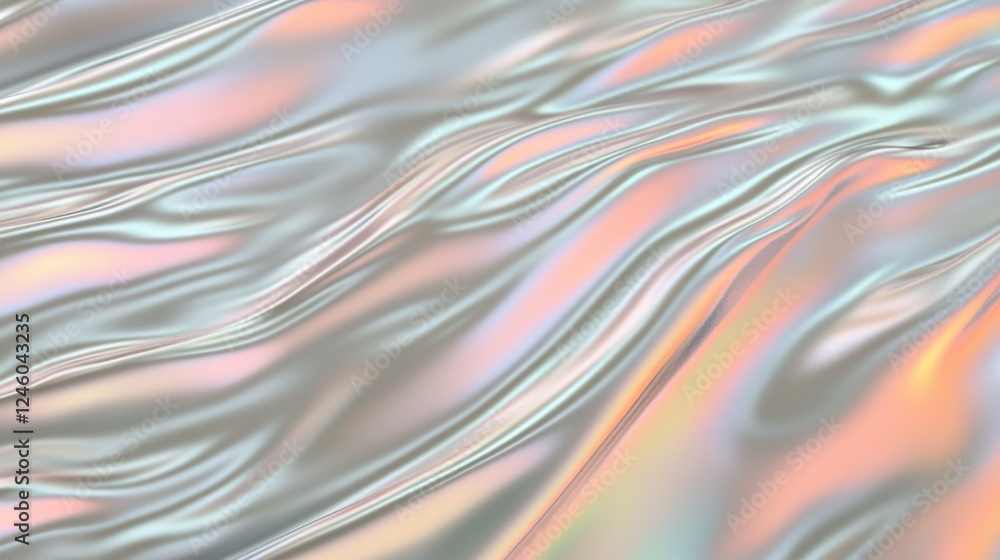 Poster iridescent abstract flowing ribbons in soft pastel colors creating a dreamy texture