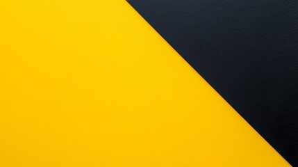 A bold, diagonal split of vibrant yellow and deep black colors creates a striking visual contrast.