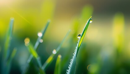 Fototapeta premium Vibrant Green Grass Macro Shot