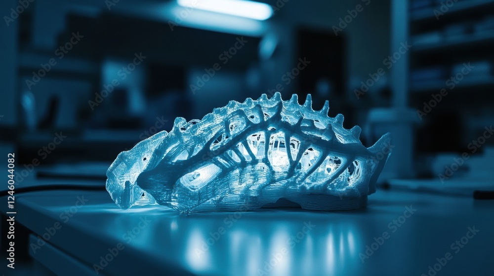 Aufkleber intricate blue shell model illuminated in laboratory setting