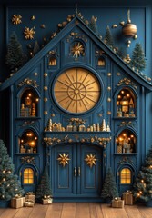 Gold Foil Advent Calendar with Christmas Decorations and Festive Surprise Openings