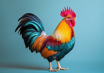 Fototapeta premium Proud French Rooster with Vibrant Feathers and Big Tail