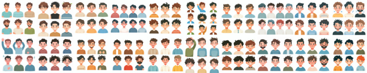young male avatar vector set