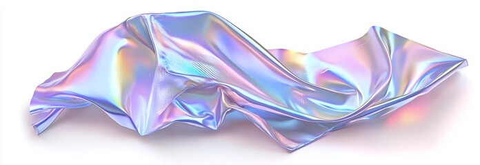 Iridescent fabric swirl, white background, design element (2)