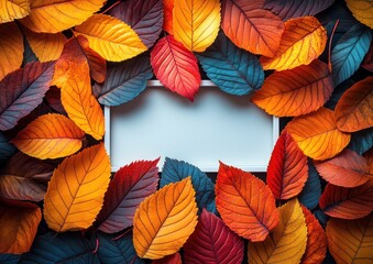 Obraz premium Colorful Autumn Leaves Frame for Seasonal Celebration and Decoration