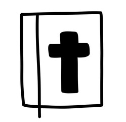 Fototapeta premium Holy Bible with cross doodle illustration icon svg clipart book read learn symbol christmas easter catholic jesus christ