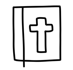 Obraz premium Holy Bible with cross doodle illustration icon svg clipart book read learn symbol christmas easter catholic jesus christ