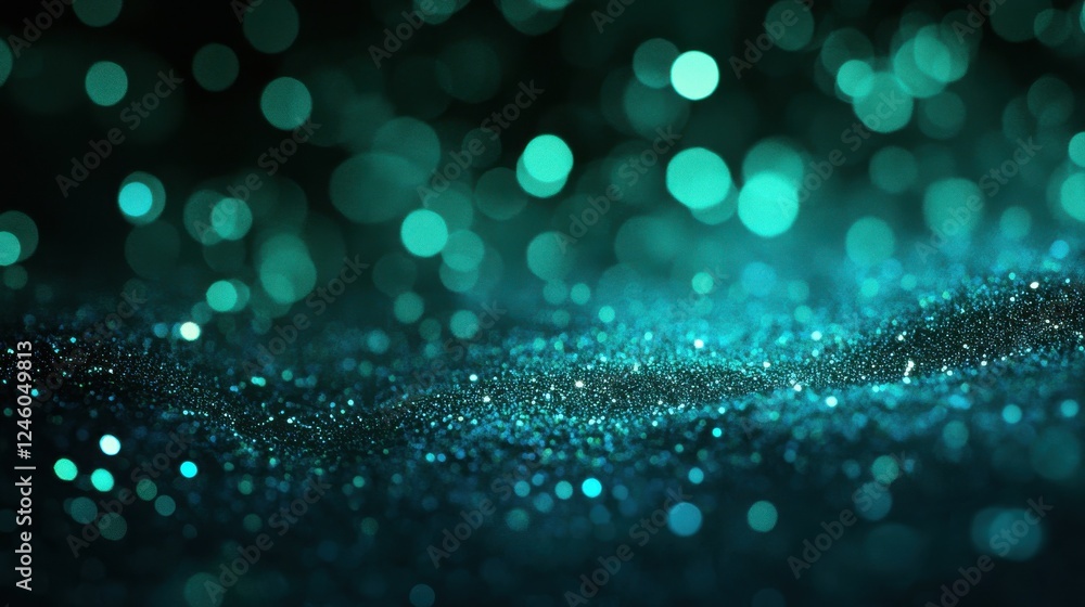 Poster green gradient background grainy glowing blue light on dark backdrop noise texture effect banner hea