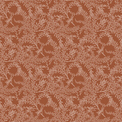 seamless pattern with Victorian flowers in the style of William Morris, Mocha Mousse color